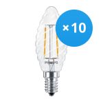 Voordeelpak 10x Philips Corepro LED Kaars E14 Gedraaid Kaars Filament Helder 2W 250lm - 827 Zeer Warm Wit | Vervangt 25W