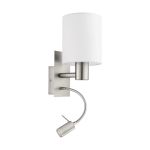 Eglo Wandlamp Pasteri Staal Satijn Nikkel 40 | IP20 - Incl. Spot en Excl. 1x E27
